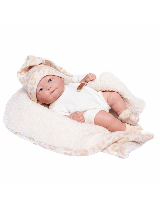 Малка Реалистична Кукла Amy, Новородено, гащеризон и одеяло, 25 см